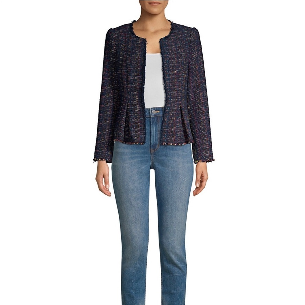 NWT Rebecca Taylor rainbow tweed peplum jacket